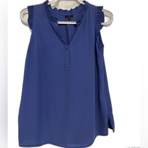 Talbots cobalt blue blouse | Size S | sleeveless with ruffles